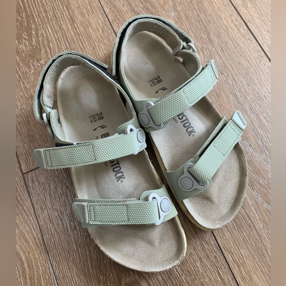 🏝️ BIRKENSTOCKS Green Hiking Sandals with Adjustable Velcro Straps
